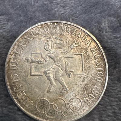 1968 Juegos De La XIX Olimpiada Mexico 25 Pesos .720 silver coin
