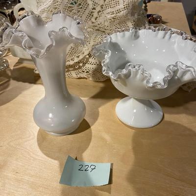 Fenton Silver Crest Vase and Console Bowl