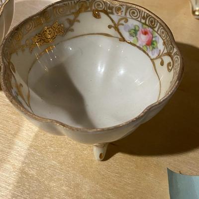 Antique Hand-Painted Nippon China Bowl and Saucers