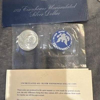 1972-S Eisenhower Silver Dollar Uncirculated in Original US Mint Cello