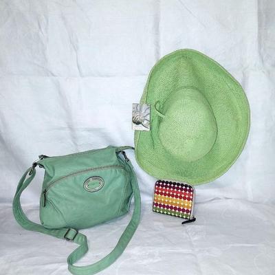 NEW LADIES' SUNHAT-LEATHER ROSETTI PURSE AND COIN PURSE