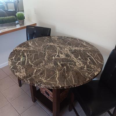 COUNTER HEIGHT MARBLE STYLE DINING TABLE WITH 2 CHAIRS