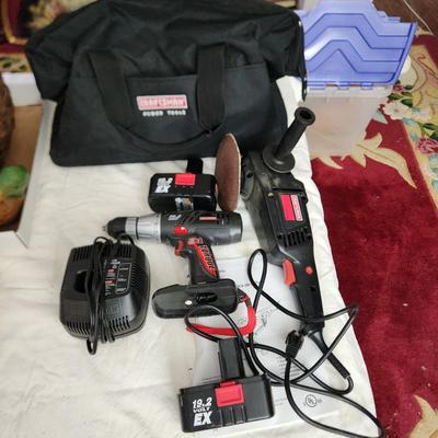 Craftsman Tool Lot Cordless Torque Wrench, 6" Disc Sander, w Bag