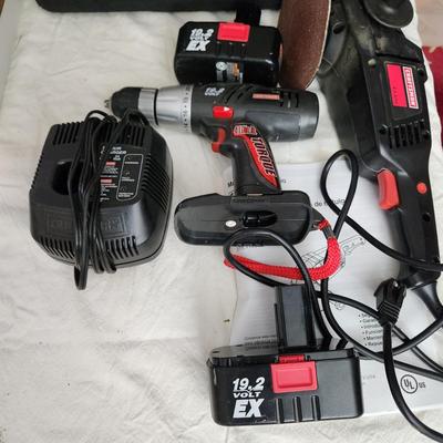 Craftsman Tool Lot Cordless Torque Wrench, 6" Disc Sander, w Bag