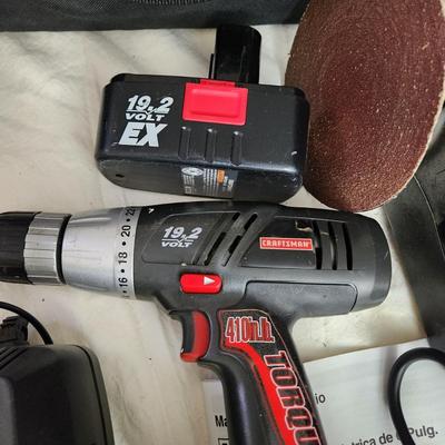 Craftsman Tool Lot Cordless Torque Wrench, 6" Disc Sander, w Bag