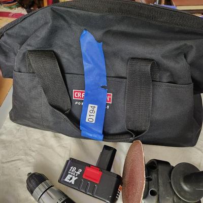 Craftsman Tool Lot Cordless Torque Wrench, 6" Disc Sander, w Bag