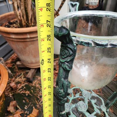 Large Heavy Cast Metal Candle Holder Planter Stand 27" x10"