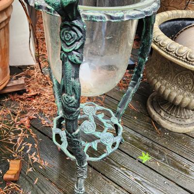 Large Heavy Cast Metal Candle Holder Planter Stand 27" x10"