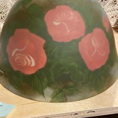 Vintage Green and Blue and Roses Lamp Shade Globe