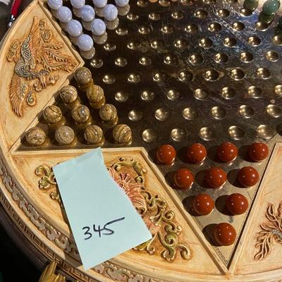 Franklin Mint Classic Collector's Edition Chinese Checkers and Carved Gemstone Marbles