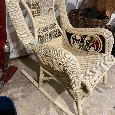 OLD White Wicker Rocking Chair