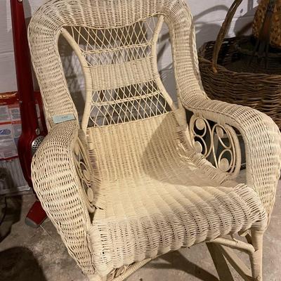 OLD White Wicker Rocking Chair