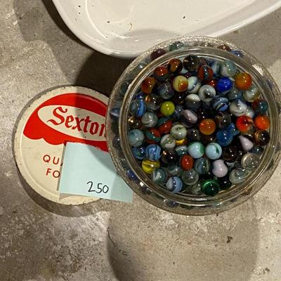 Jar FULL of Assorted Vintage Small Marbles