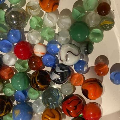 Lot of Assorted Vintage Large and Small Glass Marbles