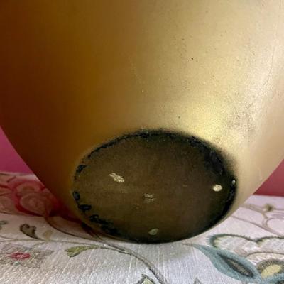 Ceramic Jar Vase, gold metal