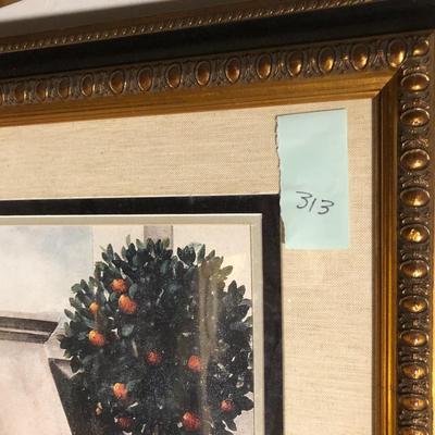 Framed Print of a White Tiger in the Garden, Signed Berry