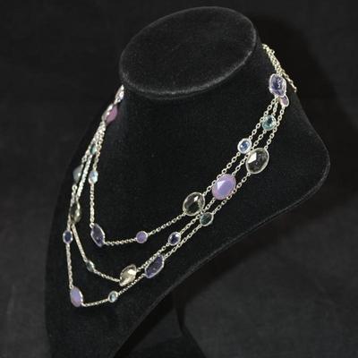 925 Sterling Multi-Strand Glass Necklace 15