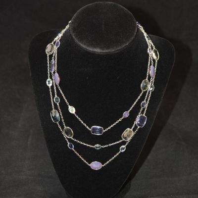 925 Sterling Multi-Strand Glass Necklace 15