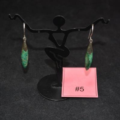 925 Sterling and Malachite Drop Earrings 4.7g