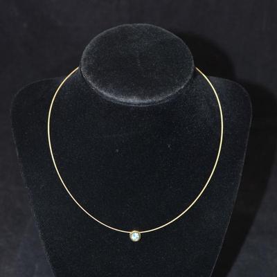 Gold-Tone 925 Sterling Choker with Topaz Pendant 16
