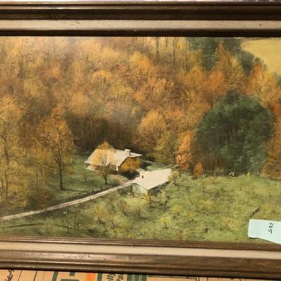 Framed Aerial Farm Oil on Canvas Painting From State Aerial Farm Statistics, Inc, Numbered 44CHA14