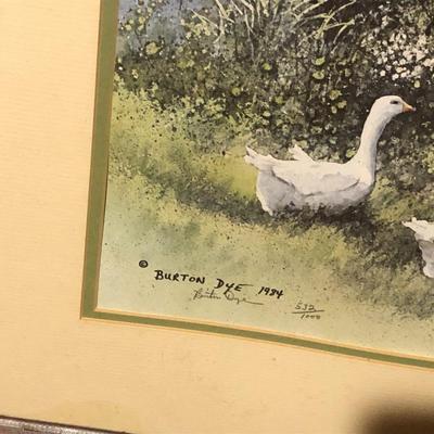 Framed Lithograph Goose Roost Print, Signed Burton Dye and Numbered