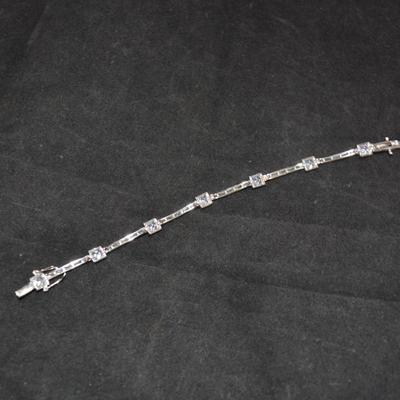 925 Sterling Tennis Bracelet with Glass Settings 11.4g