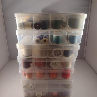 Collection of Thread and Seven Organizer Boxes