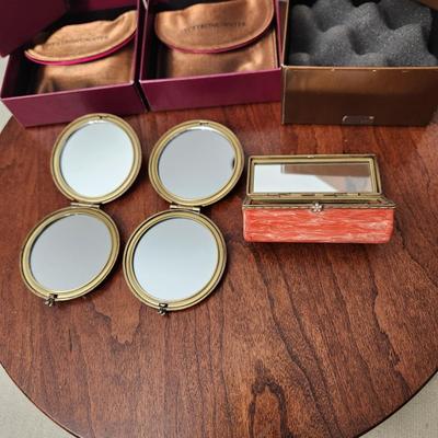 Lot of 3 Jay Strongwater Compact Mirrors & Lipstick wMirror case