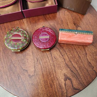 Lot of 3 Jay Strongwater Compact Mirrors & Lipstick wMirror case