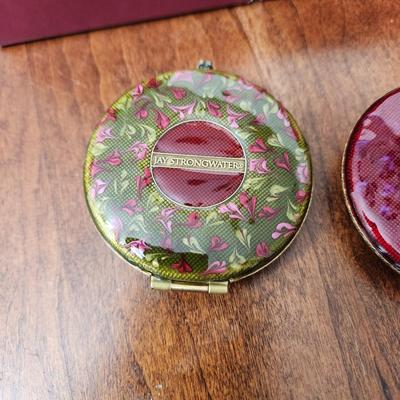 Lot of 3 Jay Strongwater Compact Mirrors & Lipstick wMirror case