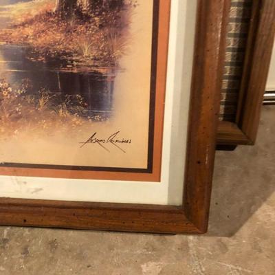 Framed Scenic Woodland Print, signed Andres Orpina