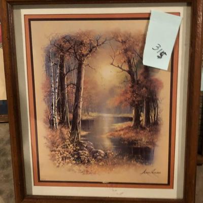 Framed Scenic Woodland Print, signed Andres Orpina