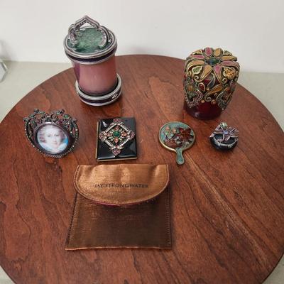 Lot of 6 Jay Strongwater Designs Small Picture Frames , Pill Trinket box, Tiny Mirror,