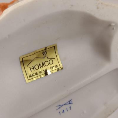 Two Hand Painted Homco Porcelain Figurines- Fox and Raccoon