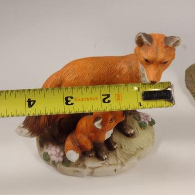 Two Hand Painted Homco Porcelain Figurines- Fox and Raccoon