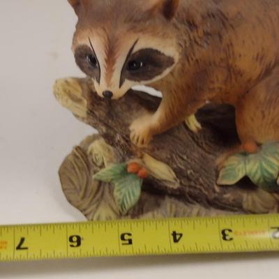 Two Hand Painted Homco Porcelain Figurines- Fox and Raccoon