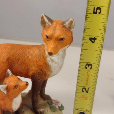 Two Hand Painted Homco Porcelain Figurines- Fox and Raccoon