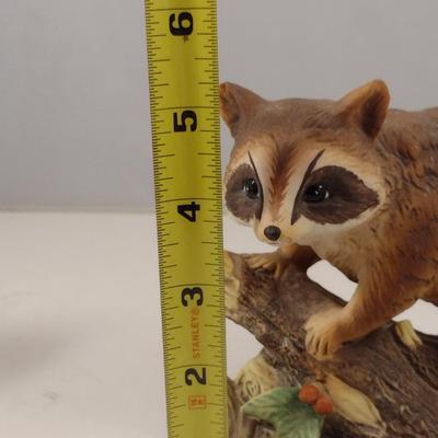 Two Hand Painted Homco Porcelain Figurines- Fox and Raccoon
