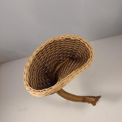 Unique, Hand Made Artisan Woven Basket with Deer Antler Base