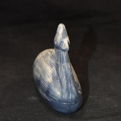 Carved Soapstone Water Fowl Trinket Box 6"x4.5"