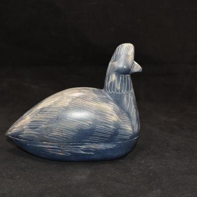 Carved Soapstone Water Fowl Trinket Box 6