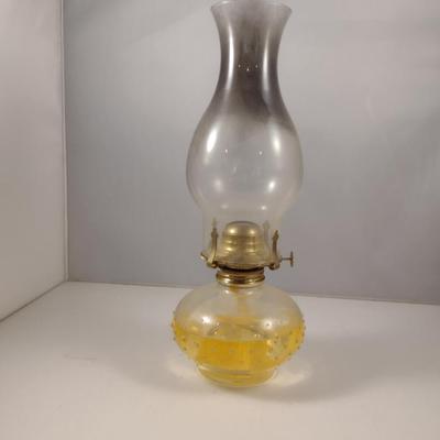 Oil Lamp with Hobnail Design Base and Hurricane Shade