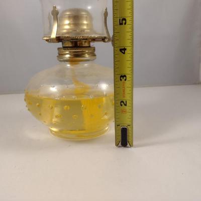 Oil Lamp with Hobnail Design Base and Hurricane Shade