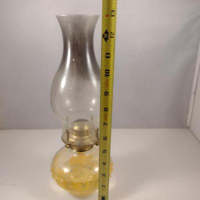 Oil Lamp with Hobnail Design Base and Hurricane Shade