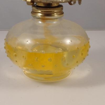 Oil Lamp with Hobnail Design Base and Hurricane Shade