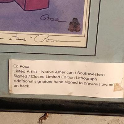 Framed Lithograph Print of "Once Upon a Time" by Ed Posa, Signed Three Times and Numbered