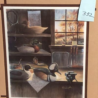 Framed Lithograph Print of Decoy Duck Workshop by Robert F. Harnett