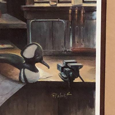 Framed Lithograph Print of Decoy Duck Workshop by Robert F. Harnett