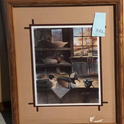 Framed Lithograph Print of Decoy Duck Workshop by Robert F. Harnett